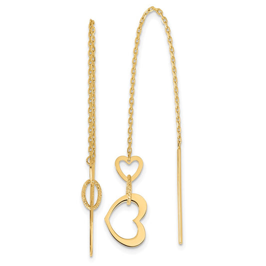 Buy Stylish 14K Gold Polished Heart Threader Earrings - Affordable Luxury