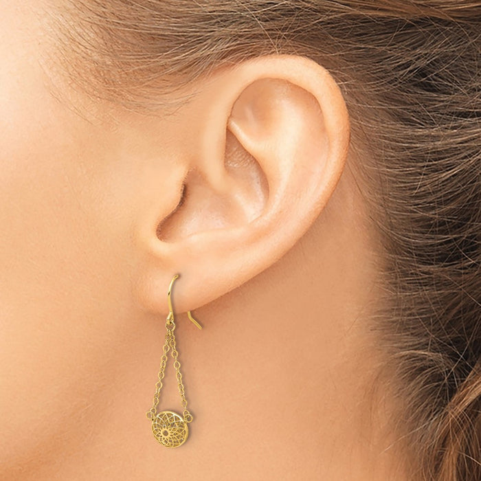 High-Quality 14K Gold Dangle Earrings - Stylish Hollow Cut-Out Design-3