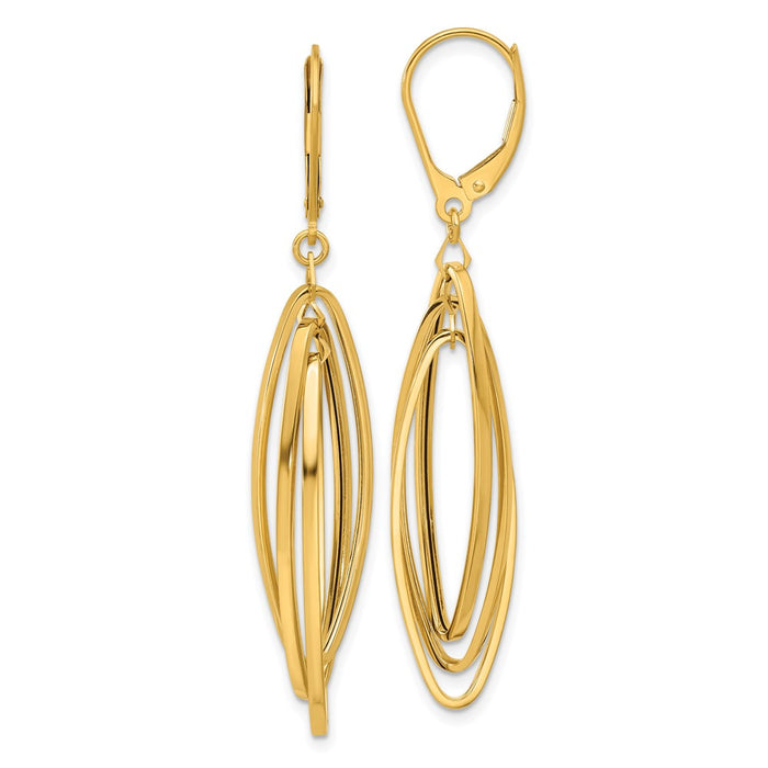 Exclusive 14K Gold Polished Twisted Oval Dangle Earrings - Stylish & Affordable-1