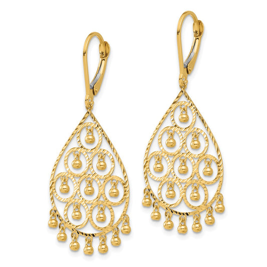 Exclusive 14K Gold Polished Diamond-Cut Chandelier Dangle Earrings