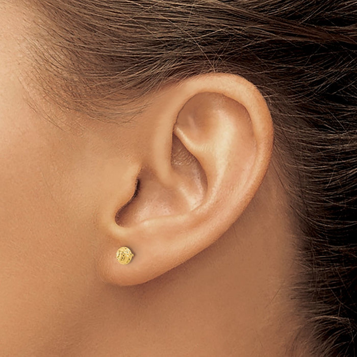 High-Quality 14K Polished Diamond-Cut 4.5mm Button Post Earrings - Affordable Luxury-3