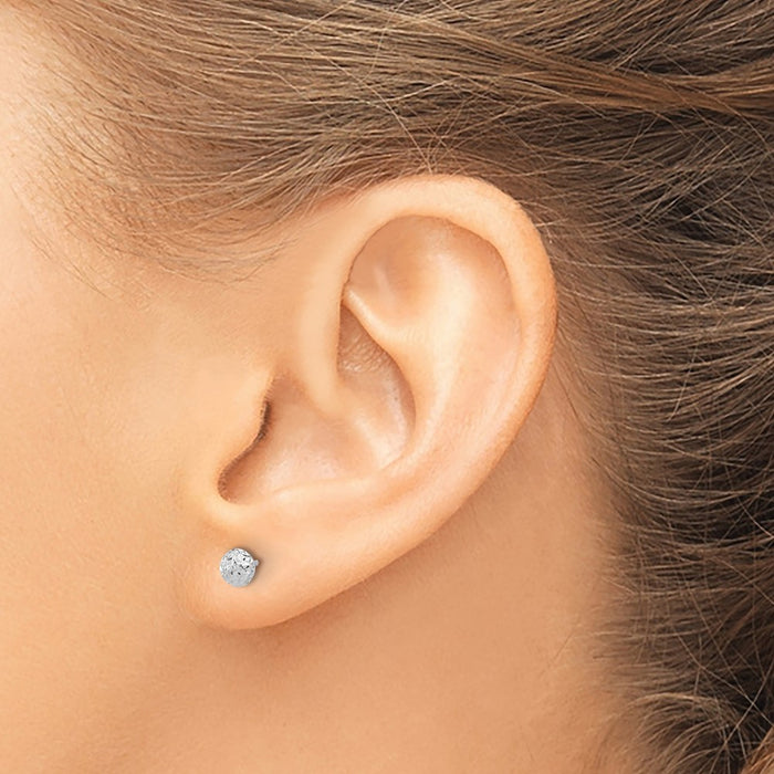 High-Quality 14K White Gold 4.5mm Polished & Diamond-Cut Earrings - Stylish Value!-3