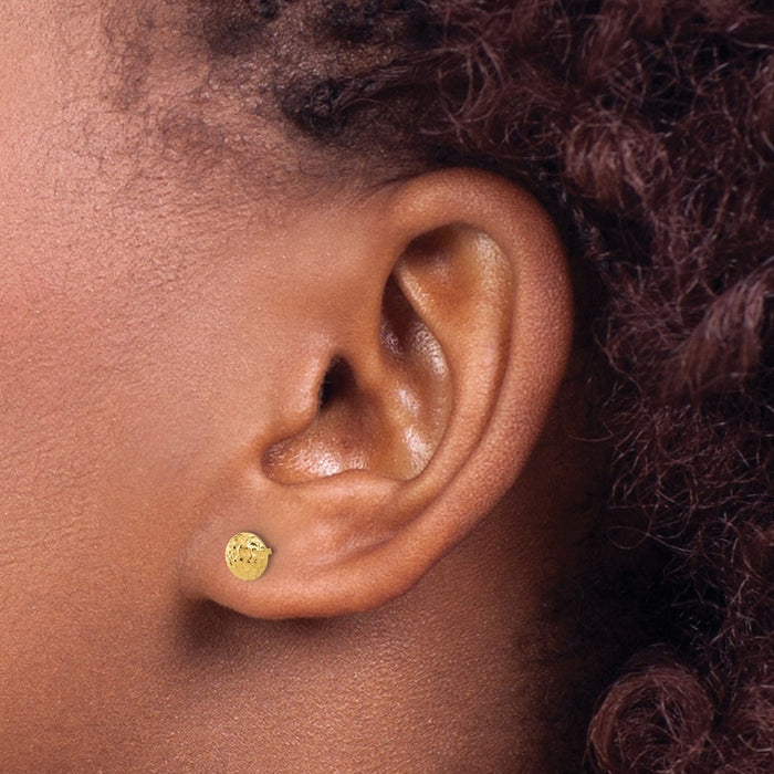 Buy Stylish 14K Polished Diamond-Cut Button Post Earrings - 5.5mm, Luxury Value-3