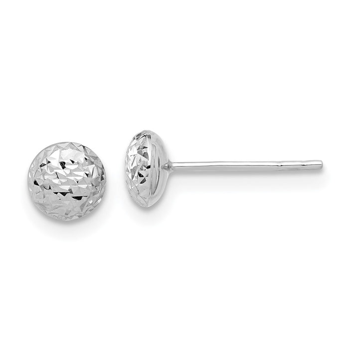 Buy Stylish 14K White Gold 5.5mm Diamond-Cut Button Post Earrings-1