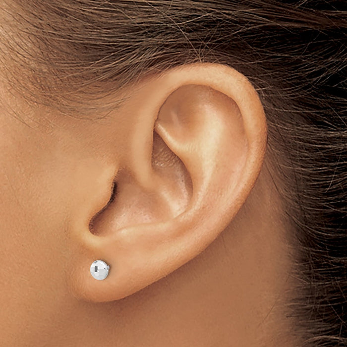 Buy Stylish 14K White Gold Polished 4.5mm Diamond-Cut Earrings - Luxury Value!-3