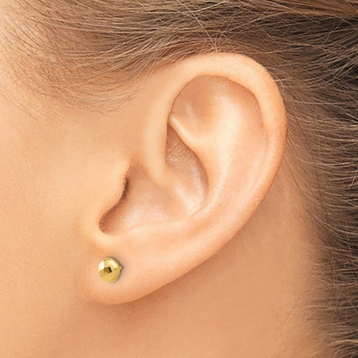 Buy Stylish 14K Polished Diamond-Cut 5.5mm Button Post Earrings - Luxury Value!-3