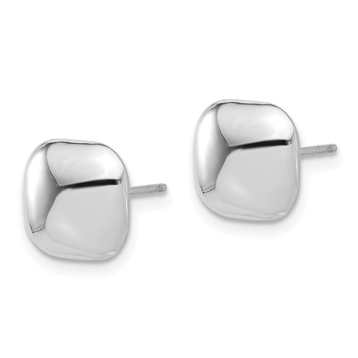 Exclusive 14K White Gold 10mm Puffed Square Stud Earrings - Stylish & Affordable-2