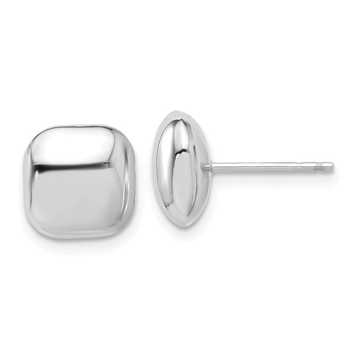 Exclusive 14K White Gold 10mm Puffed Square Stud Earrings - Stylish & Affordable-1