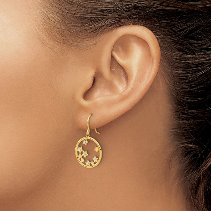Shop 14K Gold Dangle Earrings with Circle of Stars Design - Stylish & Affordable!-3