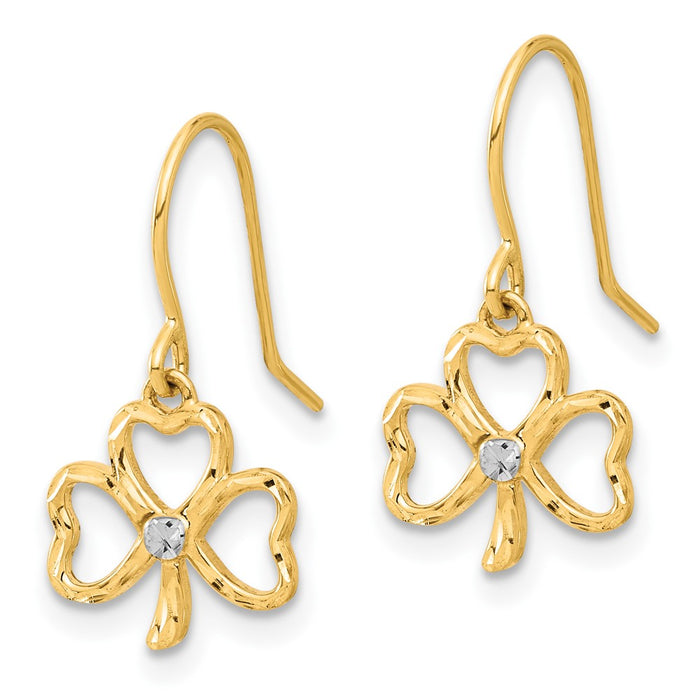 Shop Exclusive 14K Gold & White Rhodium Clover Dangle Earrings - Stylish Design-2