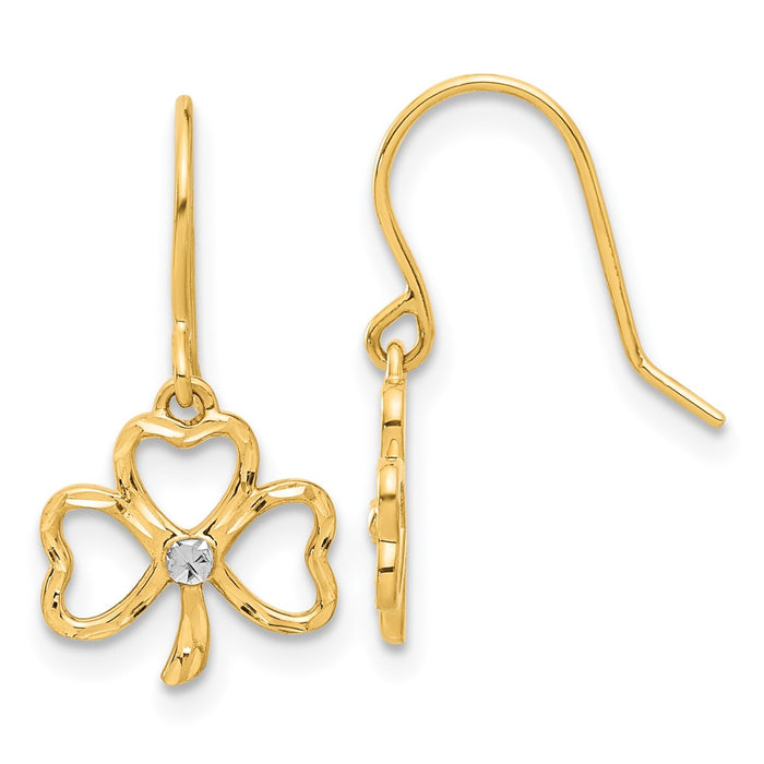 Shop Exclusive 14K Gold & White Rhodium Clover Dangle Earrings - Stylish Design-1