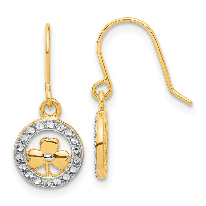 Shop Stylish 14K Gold & White Rhodium Clover Circle Dangle Earrings - 1.5"-1