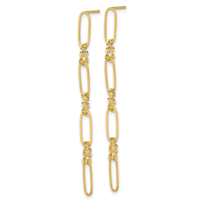 Designer 14K Gold Polished Fancy Dangle Earrings | Stylish Paperclip & Chain Links-2