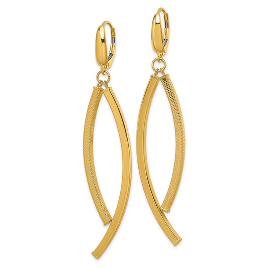 Shop Stylish 14K Gold Curved Bar Dangle Earrings - Polished & Textured, 1.5" Long