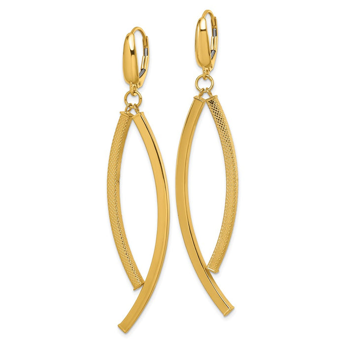Shop Stylish 14K Gold Curved Bar Dangle Earrings - Polished & Textured, 1.5" Long-2