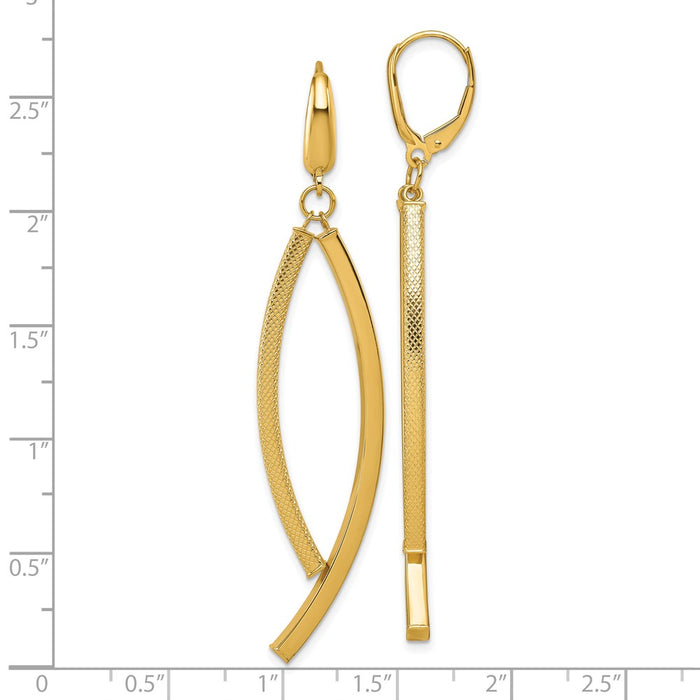 Shop Stylish 14K Gold Curved Bar Dangle Earrings - Polished & Textured, 1.5" Long-3