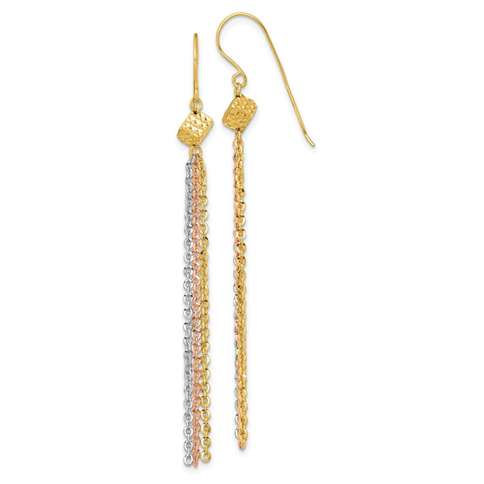Shop Stylish 14K Tri-Color Polished Tassel Earrings - Luxury 2.5" Length-1