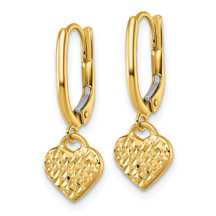 Shop Stylish 14K Gold Polished Diamond-Cut Heart Dangle Earrings - Exclusive Design-2