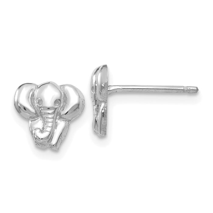 Exclusive 14K White Gold Elephant Stud Earrings - Stylish & Affordable Luxury-1