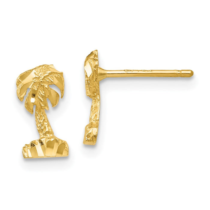 Buy Stylish 14K Gold Diamond-Cut Palm Tree Earrings - Luxury Design-1