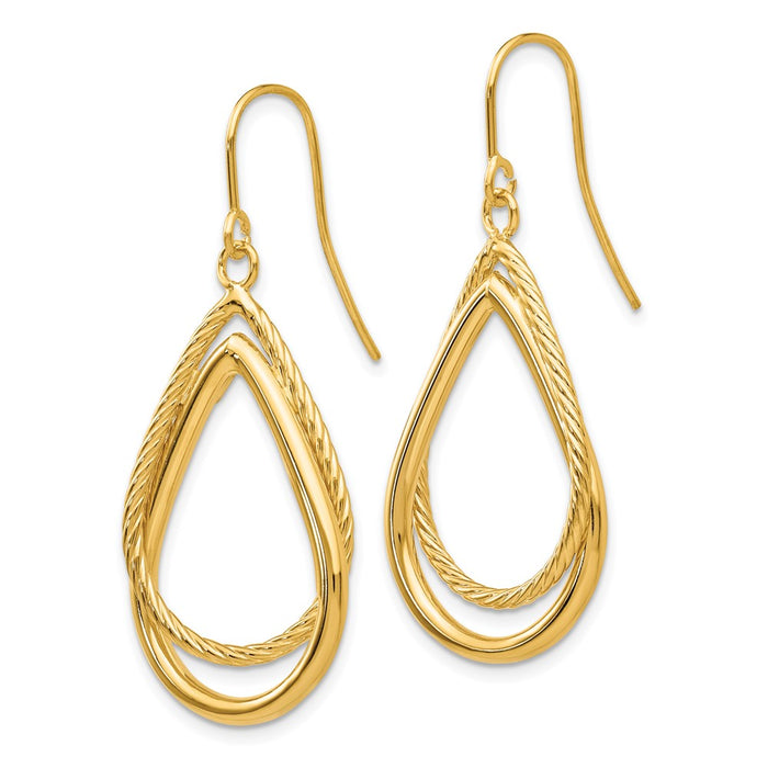 Shop Exclusive 14K Gold Teardrop Earrings - Stylish Polished & Textured Design-2
