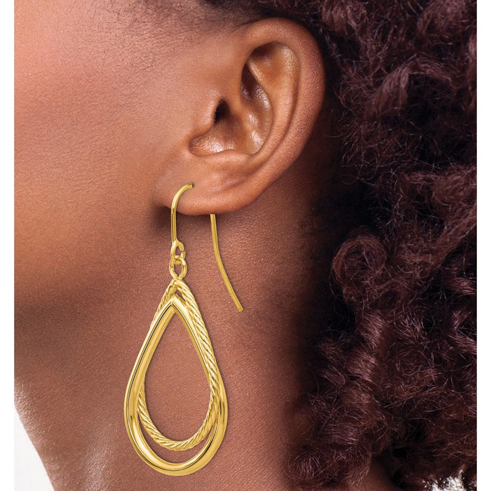 Shop Exclusive 14K Gold Teardrop Earrings - Stylish Polished & Textured Design-3