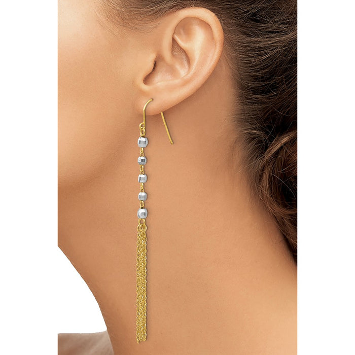 Shop Stylish 14K Two-Tone Beaded Tassel Earrings - Luxury Look, Affordable Price-3