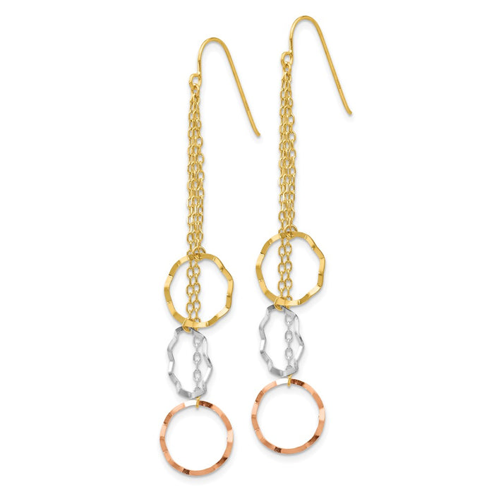 Shop Stylish 14K Tri-Color Geometric Circle Earrings - Exclusive Faceted Design-2
