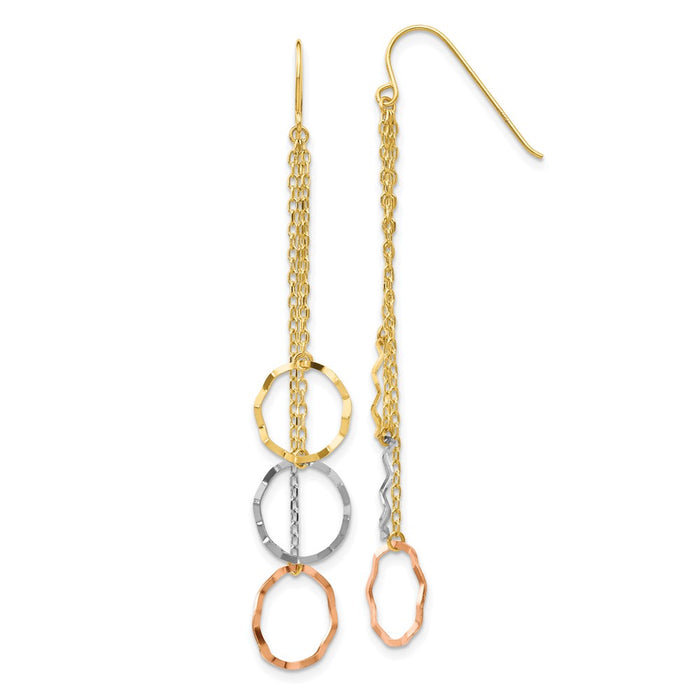 Shop Stylish 14K Tri-Color Geometric Circle Earrings - Exclusive Faceted Design-1