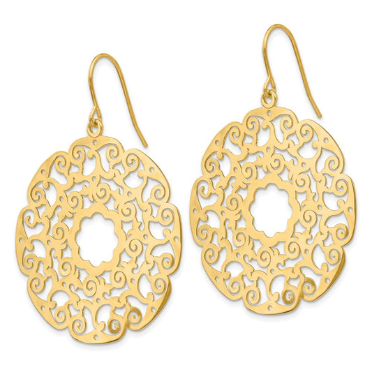 Buy 14K Elegant Lace Filigree Drop Earrings - Stylish, Lightweight Design!