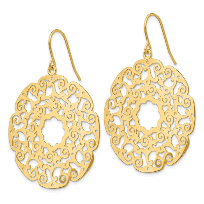 Buy 14K Elegant Lace Filigree Drop Earrings - Stylish, Lightweight Design!-2