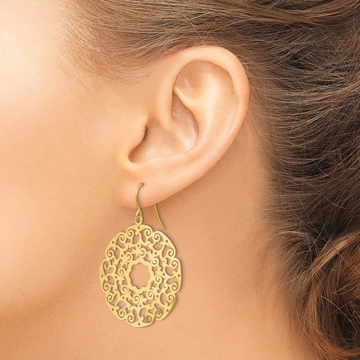 Buy 14K Elegant Lace Filigree Drop Earrings - Stylish, Lightweight Design!-3