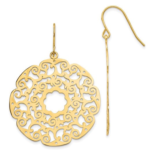 Buy 14K Elegant Lace Filigree Drop Earrings - Stylish, Lightweight Design!