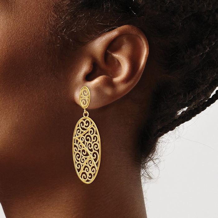 High-Quality 14K Gold Oval Drop Earrings - Stylish & Affordable Elegance-3
