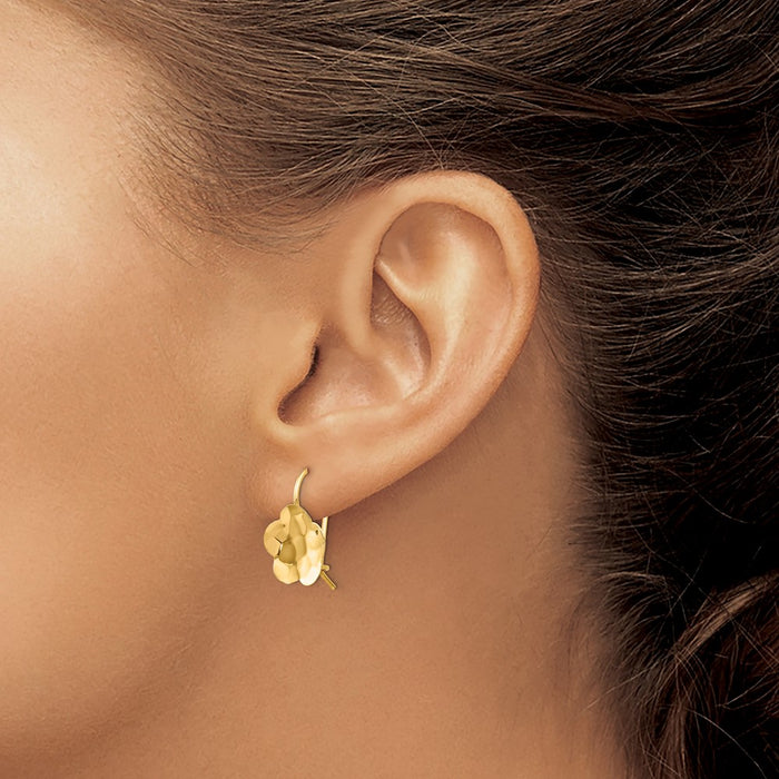 Buy Stylish 14K Gold Hammered Flower Disc Earrings - Exclusive Concave Design-3