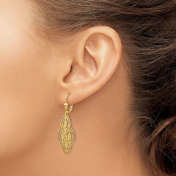 Shop 14K Gold Textured & Polished Dangle Earrings - Stylish & Affordable!-3