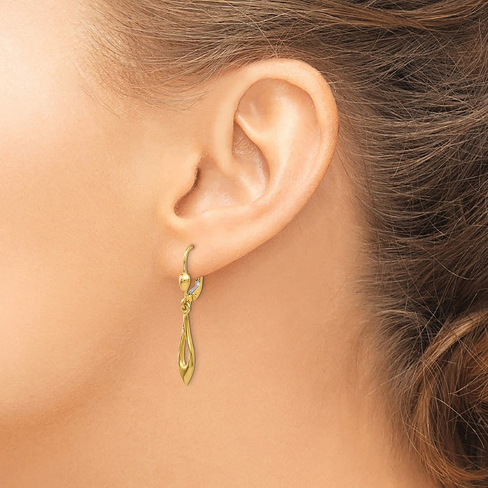 Shop Stylish 14K Gold Dangle Leverback Earrings - 0.85mm, Lightweight Luxury-3