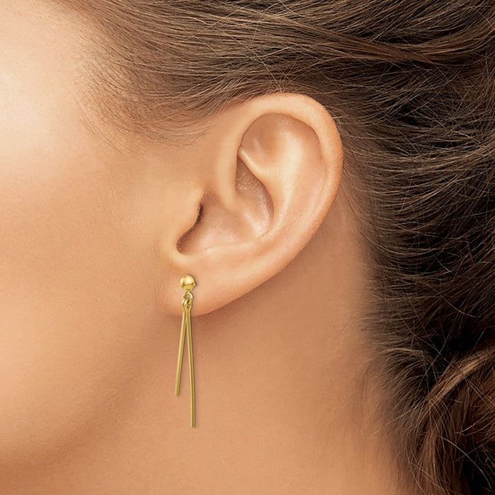 Shop Stylish 14K Gold Polished Dangle Post Earrings - Luxurious Design, Affordable Price-3