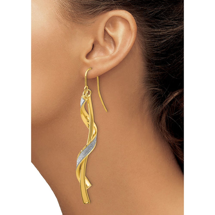 Buy Stylish 14K Gold Spiral Dangle Earrings | .85mm, Glitter-Infused Luxury-3