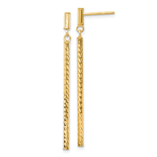 Shop Stylish 14K Gold Polished Diamond-Cut Bar Dangle Earrings - Value Design