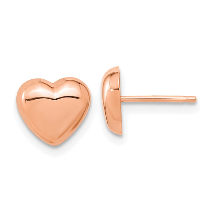 Shop Stylish Polished Heart Post Earrings in 14K Rose Gold - Luxury Fashion-1