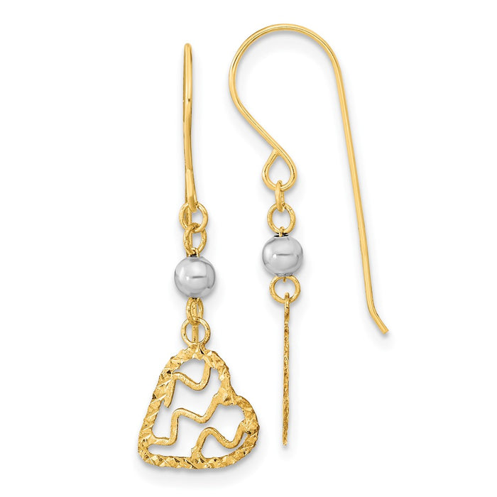 High-Quality 14K Two-Tone Heart Dangle Earrings | Stylish & Affordable Design-1