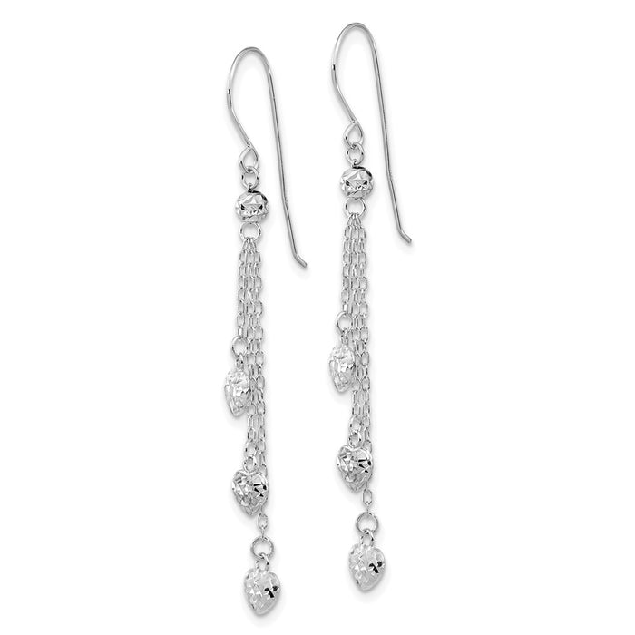 Buy Stylish 14K White Gold Triple Heart Dangle Earrings - Exclusive Design!-2