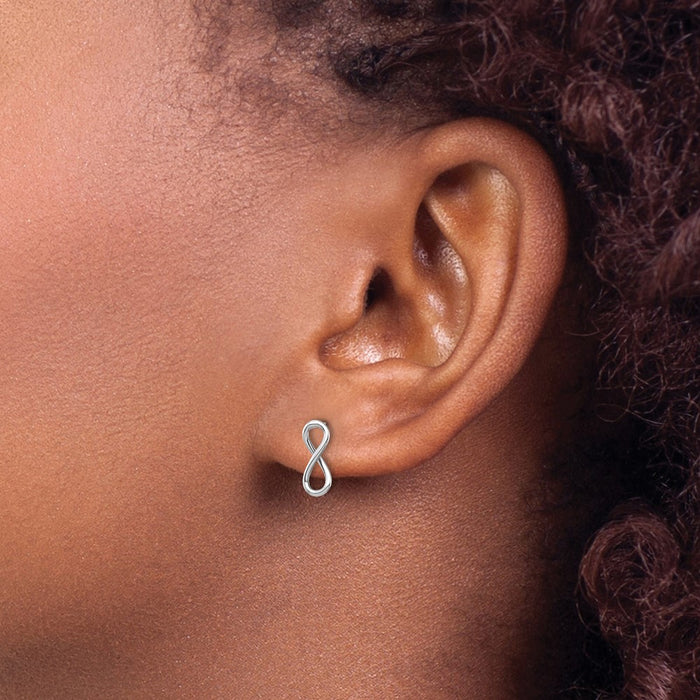 Exclusive 14K White Gold Polished Infinity Post Earrings - Stylish Value-3