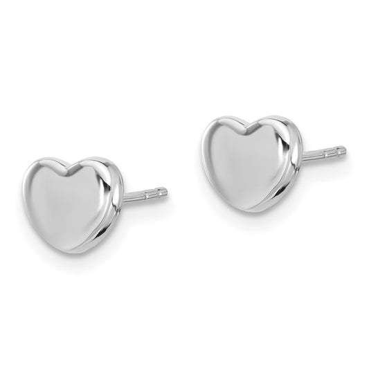 Buy Stylish 14K White Gold Polished Heart Post Earrings - Affordable Luxury!