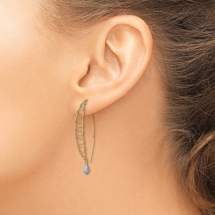 Buy Exclusive 14K Two-Tone Polished Wire-Wrapped Dangle Earrings - Stylish Design-3