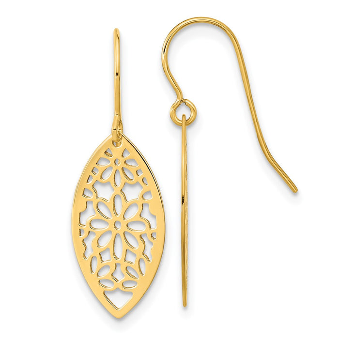 High-Quality 14K Gold Floral Dangle Earrings - Stylish Design, Affordable Price-1