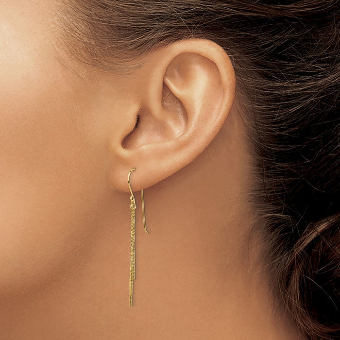 Shop 14K Polished Diamond-Cut Chain Earrings - Stylish Bar Shepherd Hooks-3