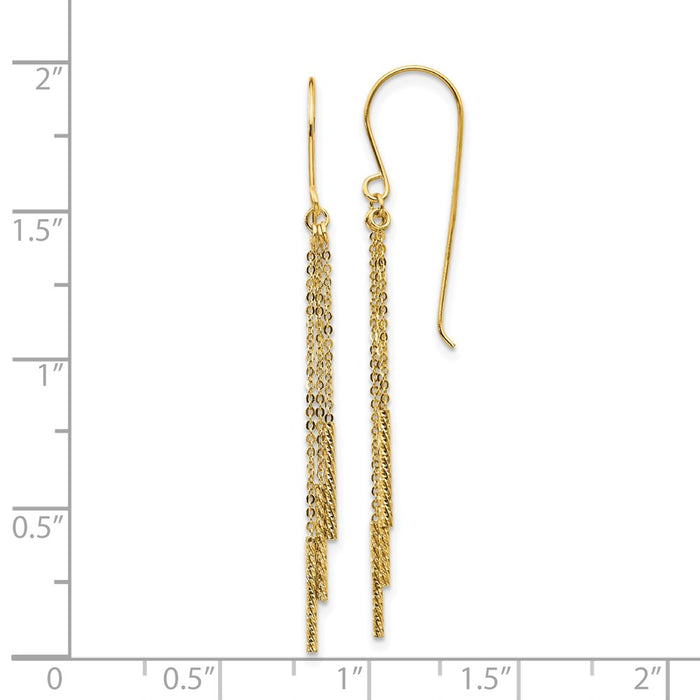Shop 14K Polished Diamond-Cut Chain Earrings - Stylish Bar Shepherd Hooks-4
