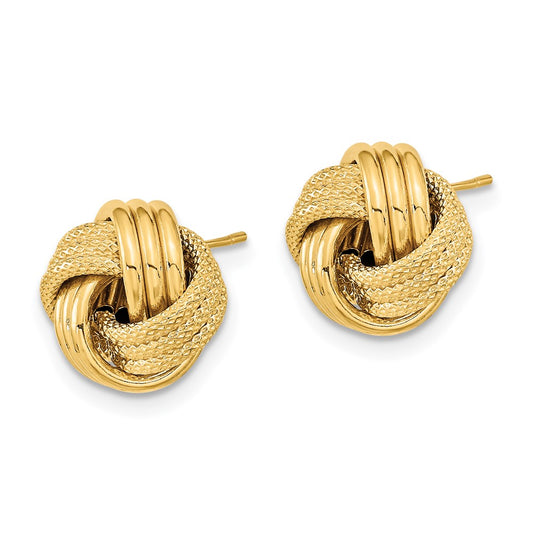 Buy Stylish 14K Gold Polished Triple Love Knot Post Earrings - 0.85mm